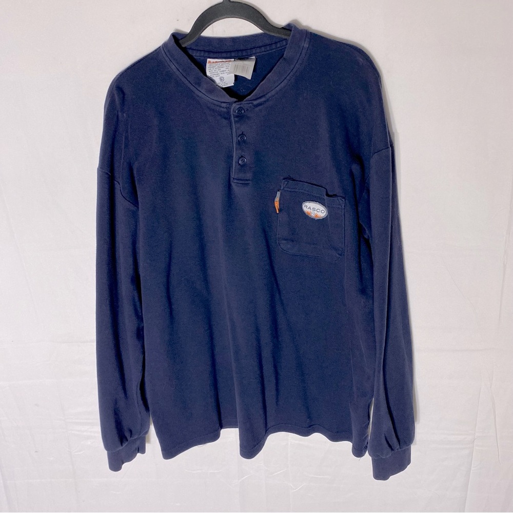 Rasco Fr. Navy Flame Resistant Long Sleeve Henley Shirt XL